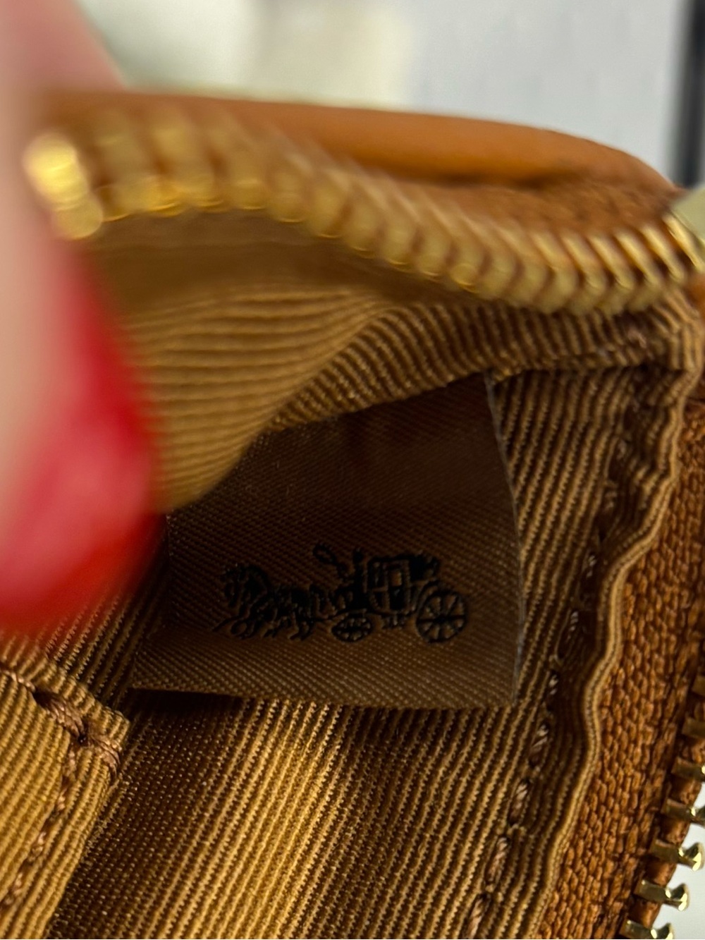 Coach Yellow And Amber Plaid Wristlet with Tan Trim - Picture 4 of 7